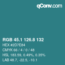Color code: RGB 45.1 126.8 132 | qconv.com