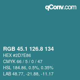 カラーコード: RGB 45.1 126.8 134 | qconv.com