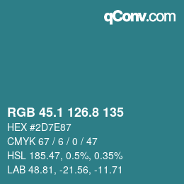 カラーコード: RGB 45.1 126.8 135 | qconv.com