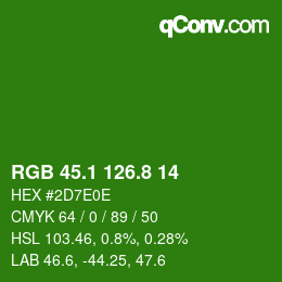 カラーコード: RGB 45.1 126.8 14 | qconv.com