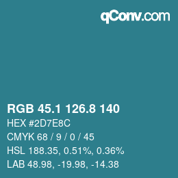 Color code: RGB 45.1 126.8 140 | qconv.com
