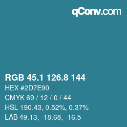 Color code: RGB 45.1 126.8 144 | qconv.com