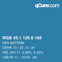 カラーコード: RGB 45.1 126.8 168 | qconv.com