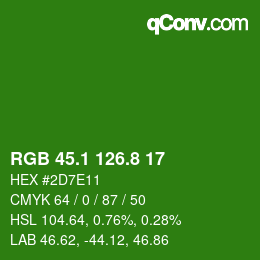 カラーコード: RGB 45.1 126.8 17 | qconv.com