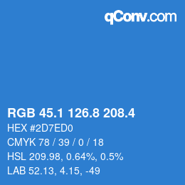 カラーコード: RGB 45.1 126.8 208.4 | qconv.com