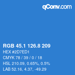 カラーコード: RGB 45.1 126.8 209 | qconv.com