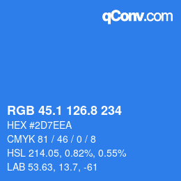 カラーコード: RGB 45.1 126.8 234 | qconv.com