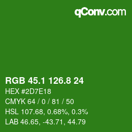 カラーコード: RGB 45.1 126.8 24 | qconv.com