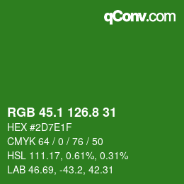 カラーコード: RGB 45.1 126.8 31 | qconv.com