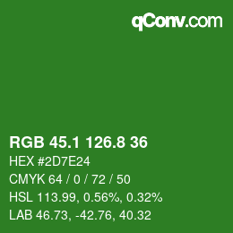 カラーコード: RGB 45.1 126.8 36 | qconv.com