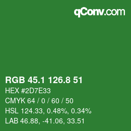 カラーコード: RGB 45.1 126.8 51 | qconv.com