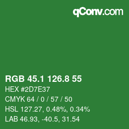 カラーコード: RGB 45.1 126.8 55 | qconv.com