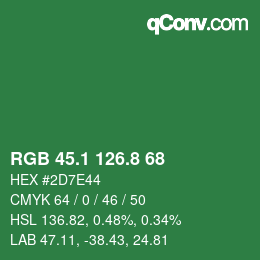 カラーコード: RGB 45.1 126.8 68 | qconv.com