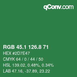 カラーコード: RGB 45.1 126.8 71 | qconv.com