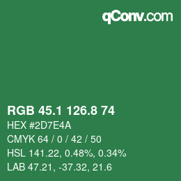 カラーコード: RGB 45.1 126.8 74 | qconv.com