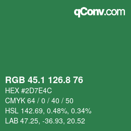 カラーコード: RGB 45.1 126.8 76 | qconv.com