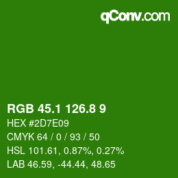 カラーコード: RGB 45.1 126.8 9 | qconv.com