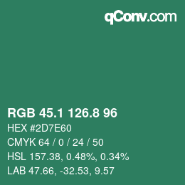 カラーコード: RGB 45.1 126.8 96 | qconv.com