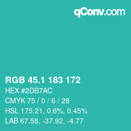 カラーコード: RGB 45.1 183 172 | qconv.com