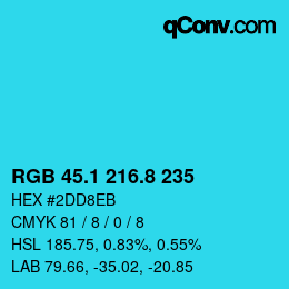 カラーコード: RGB 45.1 216.8 235 | qconv.com