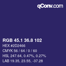カラーコード: RGB 45.1 36.8 102 | qconv.com