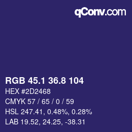 カラーコード: RGB 45.1 36.8 104 | qconv.com