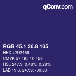 カラーコード: RGB 45.1 36.8 105 | qconv.com