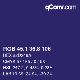 カラーコード: RGB 45.1 36.8 106 | qconv.com