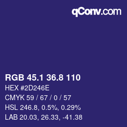 カラーコード: RGB 45.1 36.8 110 | qconv.com