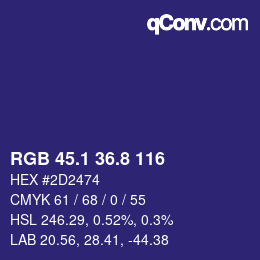 カラーコード: RGB 45.1 36.8 116 | qconv.com
