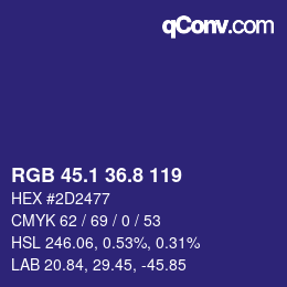 カラーコード: RGB 45.1 36.8 119 | qconv.com