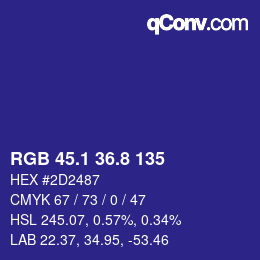 カラーコード: RGB 45.1 36.8 135 | qconv.com
