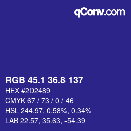カラーコード: RGB 45.1 36.8 137 | qconv.com
