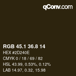 Color code: RGB 45.1 36.8 14 | qconv.com