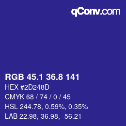 カラーコード: RGB 45.1 36.8 141 | qconv.com