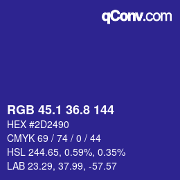 カラーコード: RGB 45.1 36.8 144 | qconv.com