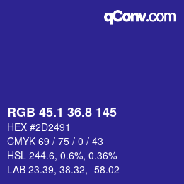 カラーコード: RGB 45.1 36.8 145 | qconv.com