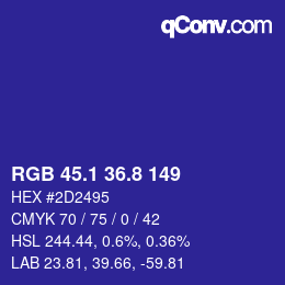 カラーコード: RGB 45.1 36.8 149 | qconv.com