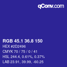 カラーコード: RGB 45.1 36.8 150 | qconv.com