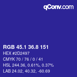 カラーコード: RGB 45.1 36.8 151 | qconv.com