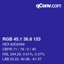 カラーコード: RGB 45.1 36.8 153 | qconv.com