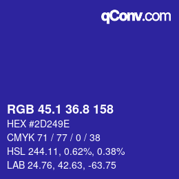 カラーコード: RGB 45.1 36.8 158 | qconv.com