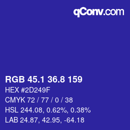 カラーコード: RGB 45.1 36.8 159 | qconv.com