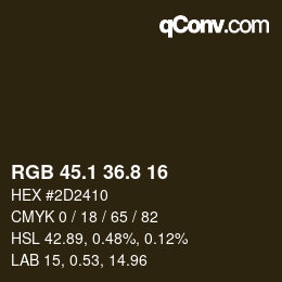 Color code: RGB 45.1 36.8 16 | qconv.com