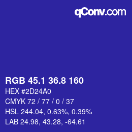 カラーコード: RGB 45.1 36.8 160 | qconv.com