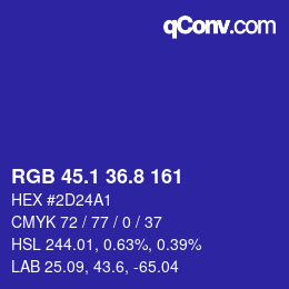 カラーコード: RGB 45.1 36.8 161 | qconv.com