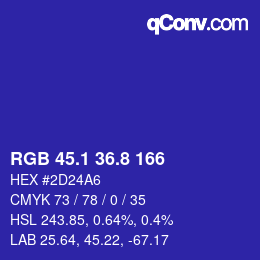 カラーコード: RGB 45.1 36.8 166 | qconv.com