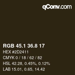 カラーコード: RGB 45.1 36.8 17 | qconv.com