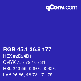 カラーコード: RGB 45.1 36.8 177 | qconv.com