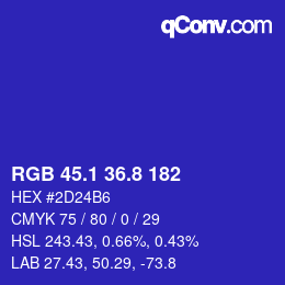 カラーコード: RGB 45.1 36.8 182 | qconv.com